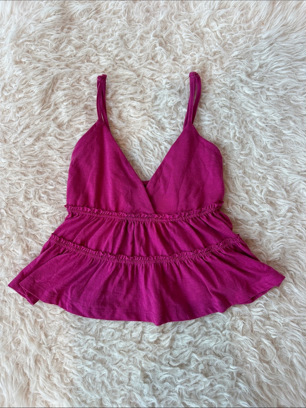 Sonoma Magenta Ruffle Tiered Tank Top